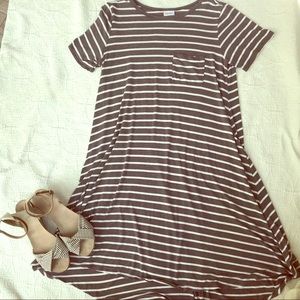 SOLD LulaRoe Carly Grey and White Stripes